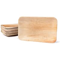 BIOZOYG DTW05329 Plato de Hoja de Palma- 25 uds- Rectangular- Plano- 25x15 cm- Biodegradable